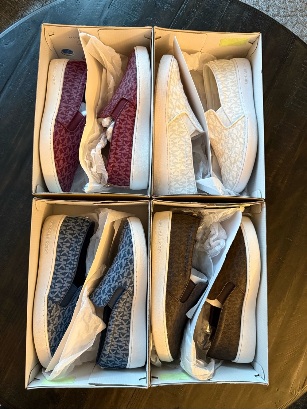 Michael Kors Keaton Slip-On Sneakers in Burgundy, Cream, Blue, Brown (Set of 4)